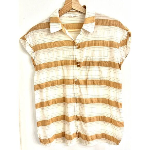 A Loves A Cute Striped S/S Button-Up Cotton Top Sz XS EUC / Summer / Preppy - Picture 1 of 8